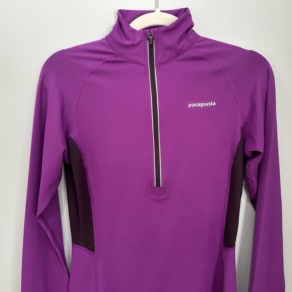 Patagonia Purple Black Fore Runner Size Small Half Zip Lightweight Breathable